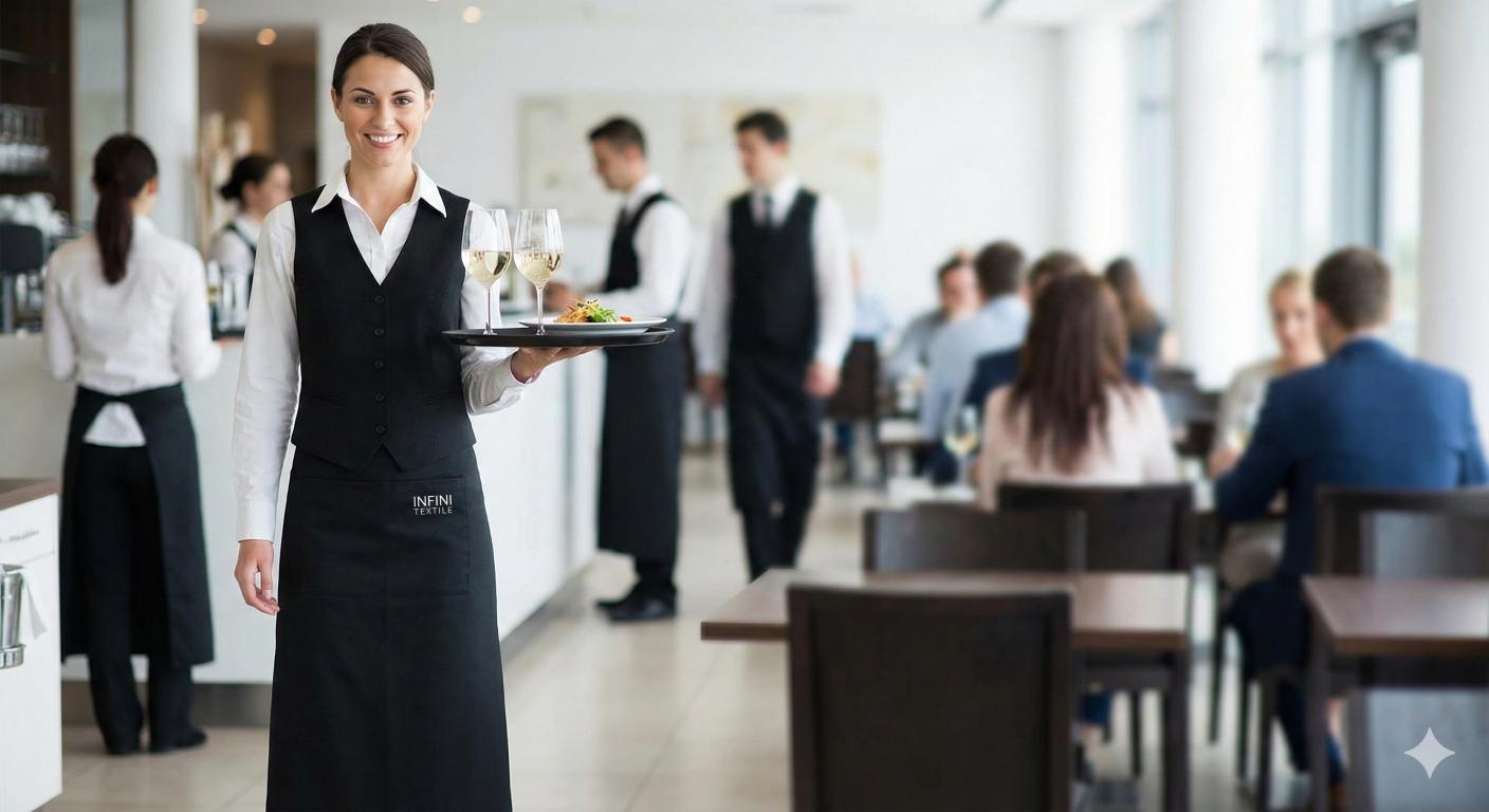 Hospitality & Catering Përparëse Kamarieri "Bistro Pro" me Xhepa Lëkure - Image 1